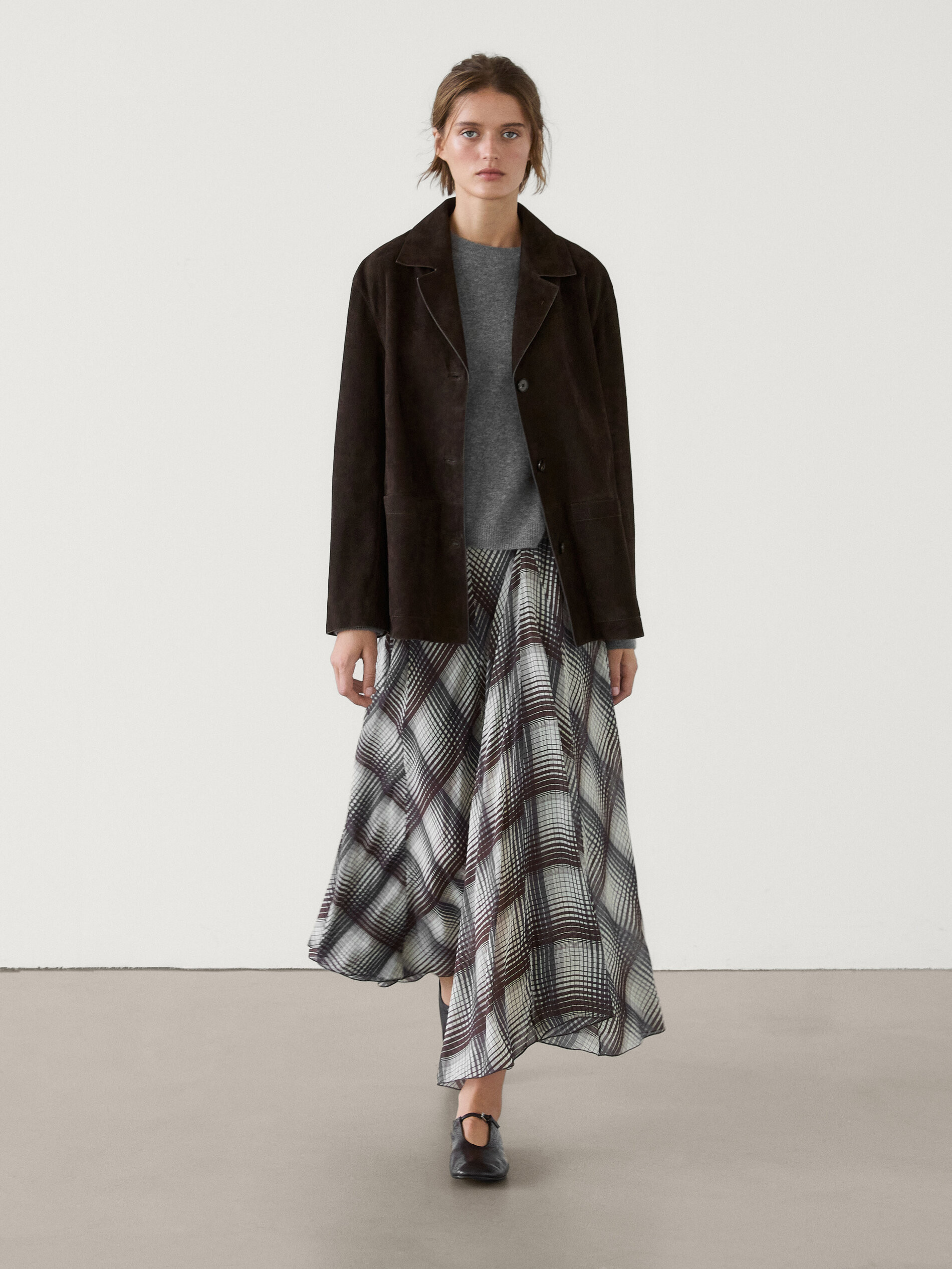 Suede leather blazer with pockets | Massimo Dutti US