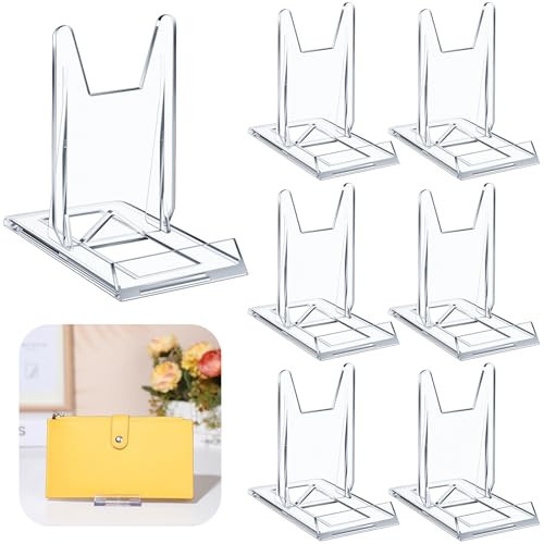 Memorywuu 6 Packs Adjustable Purse Display Stand Clear Acrylic Handbag Stand Holder for Wallet Purses Handbag Bag Jewelry Display Organizer for Party Weddings Home Decoration Birthdays | Amazon (US)