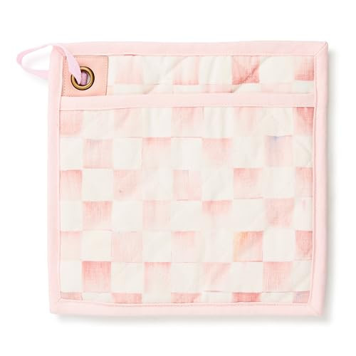 MACKENZIE-CHILDS Bistro Pot Holder, Decorative Hot Pad for Kitchen, Cute Kitchen Accessory, Pink-and-White Rosy Check | Amazon (US)