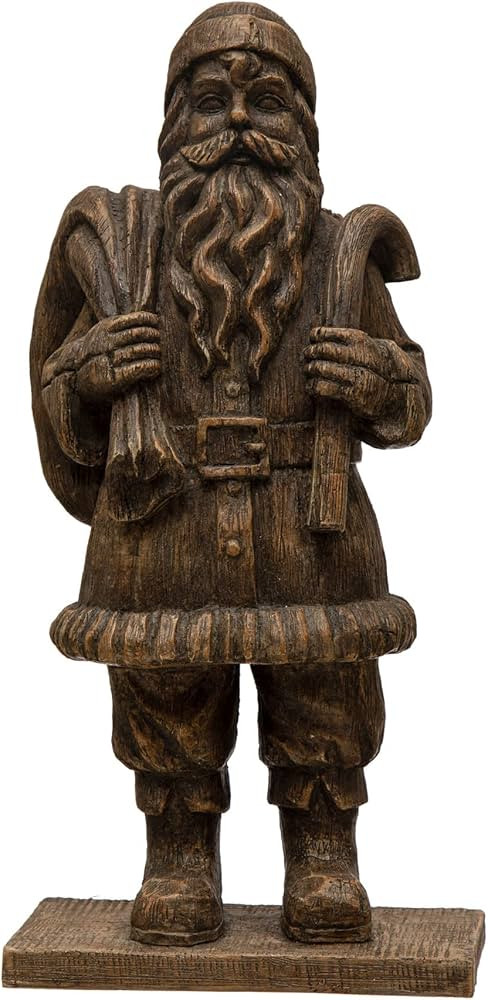 Creative Co-Op 6-3/4"L x 5-1/2"W x 14-1/4"H Resin Santa, Wood Finish, Beige | Amazon (US)
