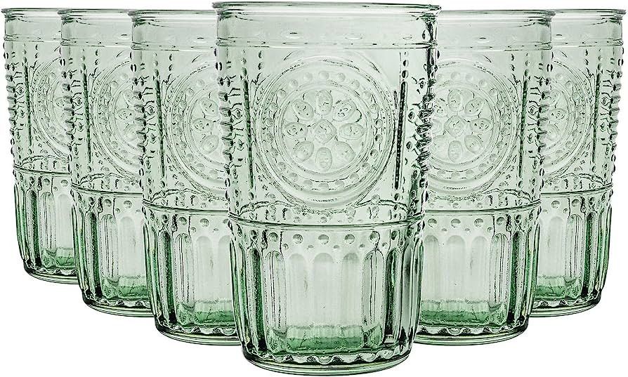 Bormioli Rocco Romantic Set Of 6 Tumbler Glasses, 11.5 Oz. Colored Crystal Glass, Pastel Green, M... | Amazon (US)