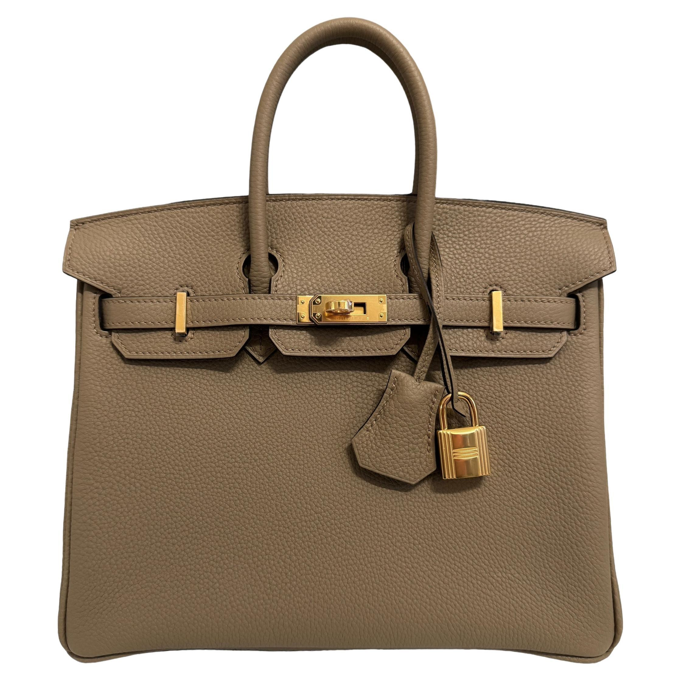 Hermes Birkin 25 Beige Marfa Tan Togo Leather Handbag Gold Hardware 2023 | 1stDibs
