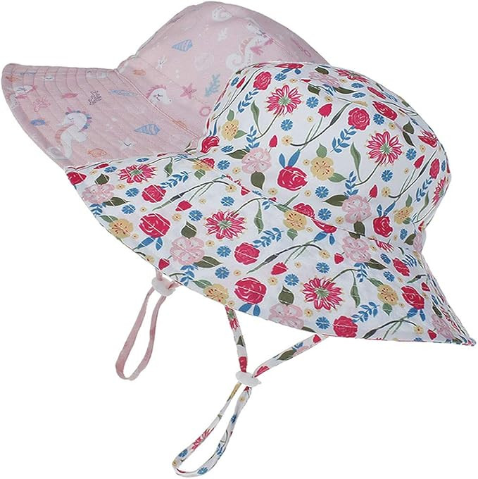 MaxNova Baby Sun Hat Toddler Summer UPF 50+ Baby Girl Bucket Hat Wide Brim Beach Hats for Baby Bo... | Amazon (US)