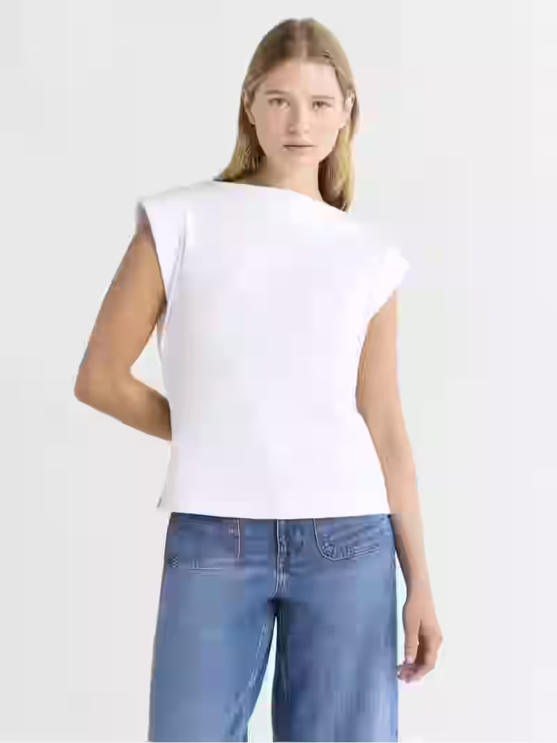Free Assembly Women's and Women's Plus Cotton Boatneck Tee with Wide Cap Sleeves, Sizes XS-4X | Walmart (US)