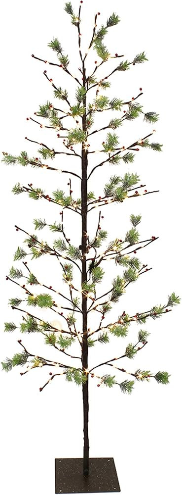 Puleo International 6-Foot Pre-Lit Glitter Artificial Garland Christmas Tree, Green | Amazon (US)