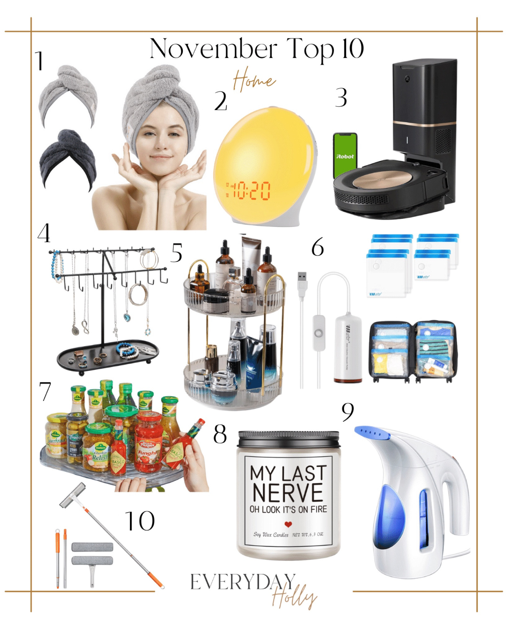 November Top 10 Home Finds

Home  Home finds  Home essentials  Microfiber towel  Hair  Hair accessories  Sunrise alarm clock  Vacuum  Roomba  Jewelry organizer  Vanity  Storage  Lazy Susan  Candle  Steamer  Travel  Gifts for her  Gifts for teens  Gift ideas 

#LTKSeasonal #LTKHoliday #LTKhome