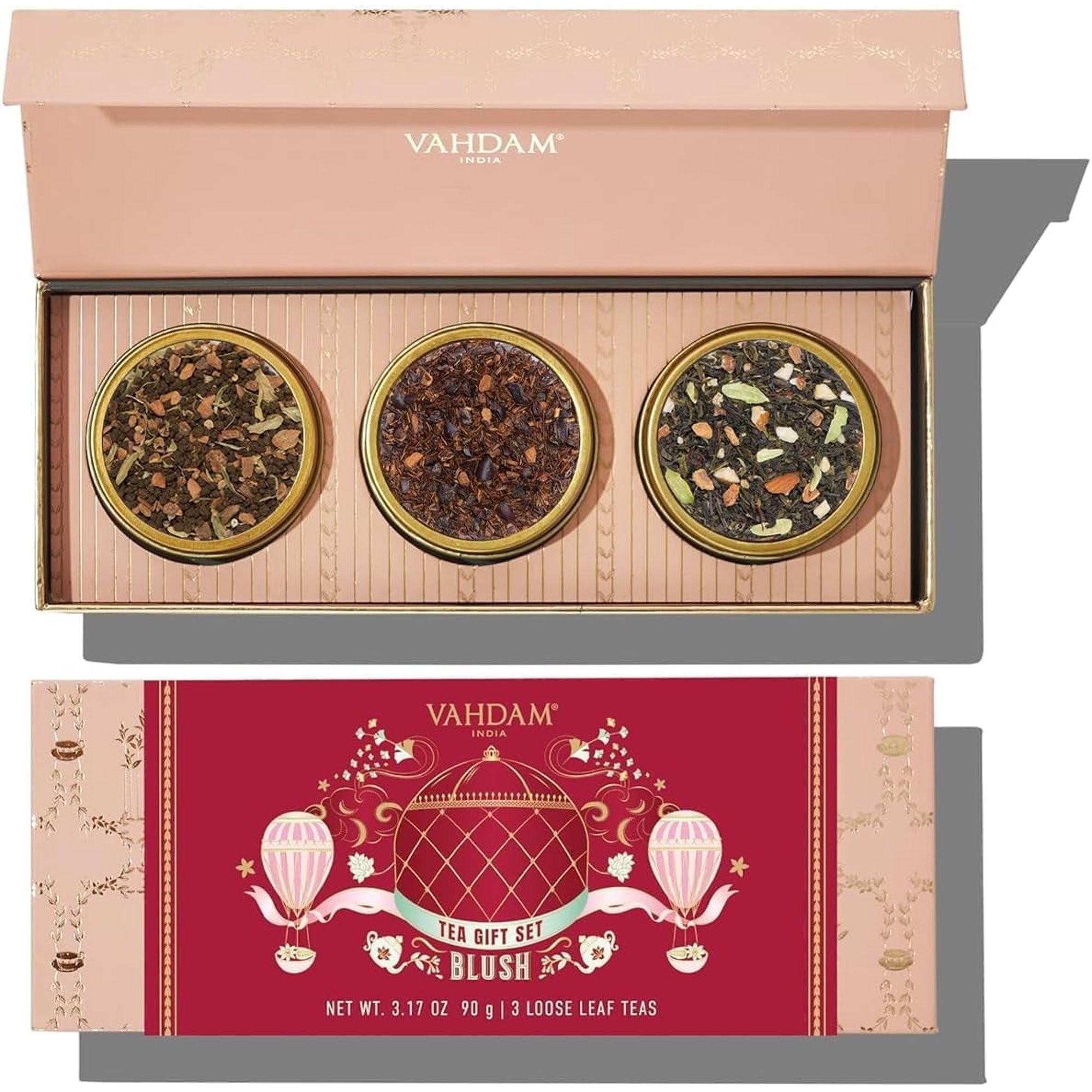 Vahdam, BLUSH - Christmas Tea Gift Set | 3 Premium Loose Leaf Teas in Elegant Tin Caddies | Glute... | Walmart (US)
