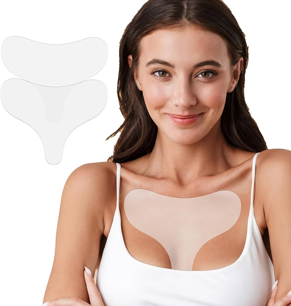 2 Pcs Chest Wrinkle Patches - Reusable Silicone Décolletage Pads for Side Sleeping, Anti Chest W... | Amazon (US)