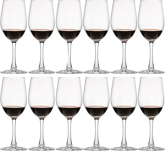 12 Ounce - Set of 12, Classic Durable Red/White Wine Glasses For Party | Amazon (US)