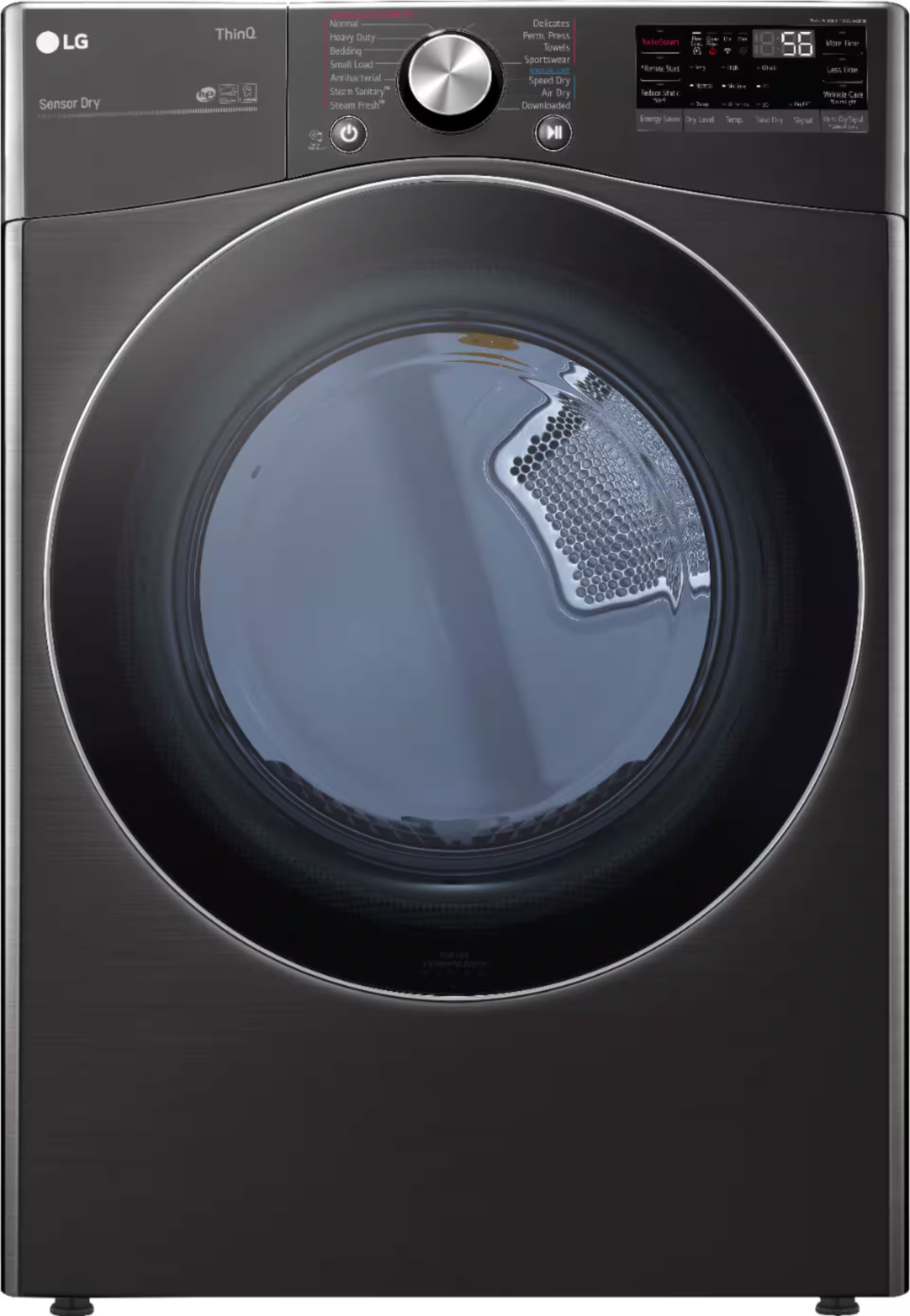 LG 7.4 Cu. Ft. Stackable Smart Electric Dryer with Steam and Built In Intelligence Black steel DL... | Best Buy U.S.