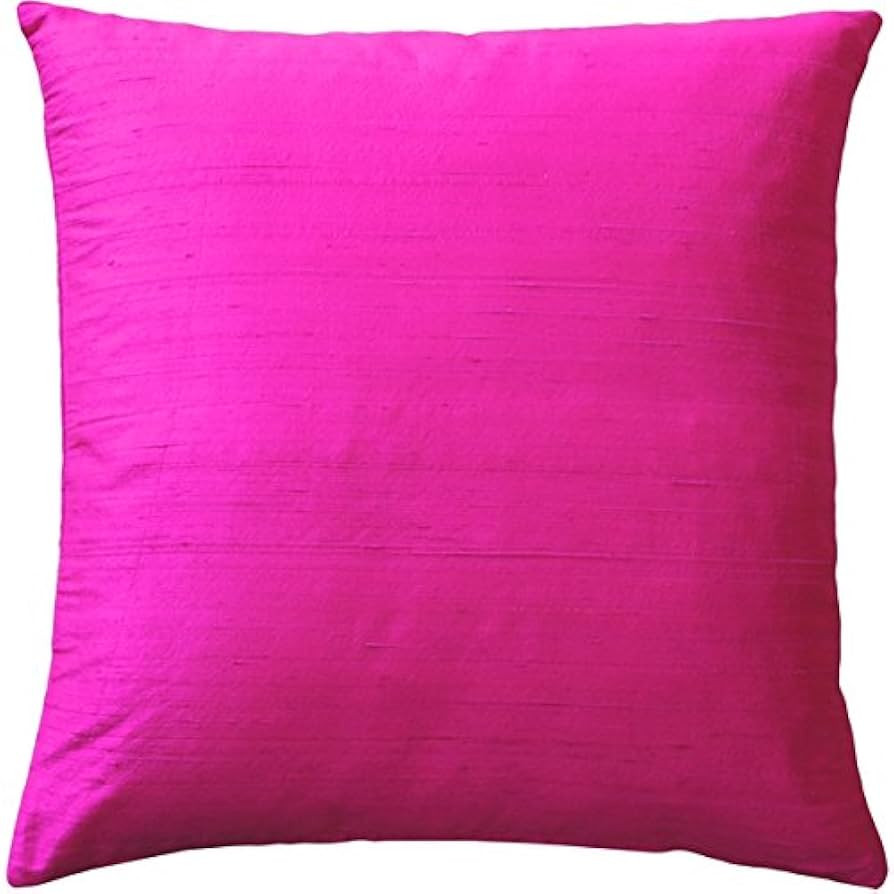 Sankara 100% Natural Dupioni Fine Silk Decorative Throw Pillow with Insert Included, Pink, 20 X 2... | Amazon (US)