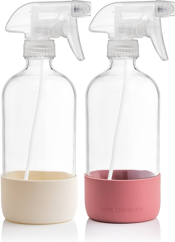 Vine Creations Glass Spray Bottles for Cleaning Solutions, Clear Glass Spray Bottle with Silicone... | Amazon (US)