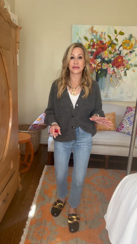 My favorite pieces for spring…grey oversized cardigan from Sezane, AYR jeans, clog loafers from JW Anderson, Perfect White Tee -v neck, Lagos earrings
 

#LTKshoecrush #LTKstyletip #LTKVideo