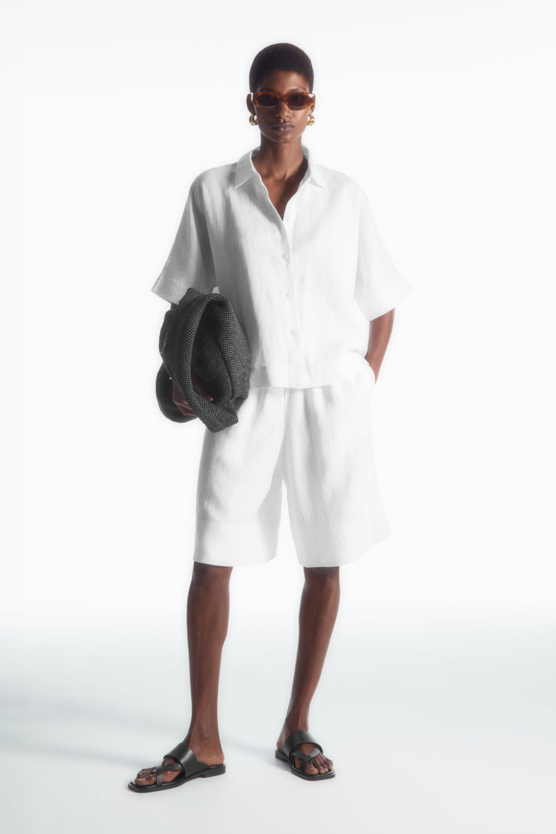 ELASTICATED LINEN SHORTS - WHITE | COS UK