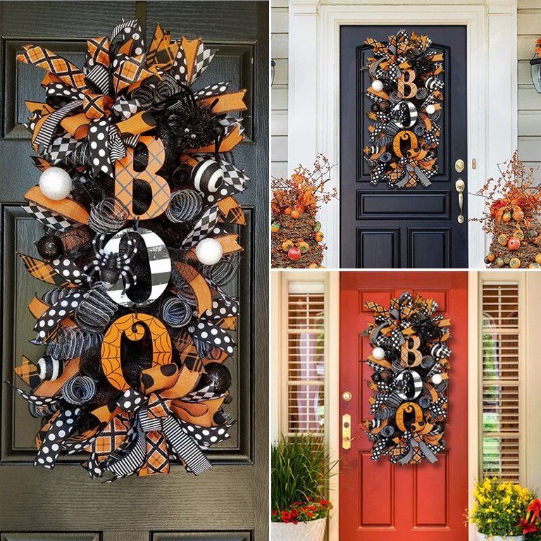 New Halloween Swag Wreath Fall Wreath Front Door Hanging Ornament for Halloween Holiday Home Yard... | Walmart (US)