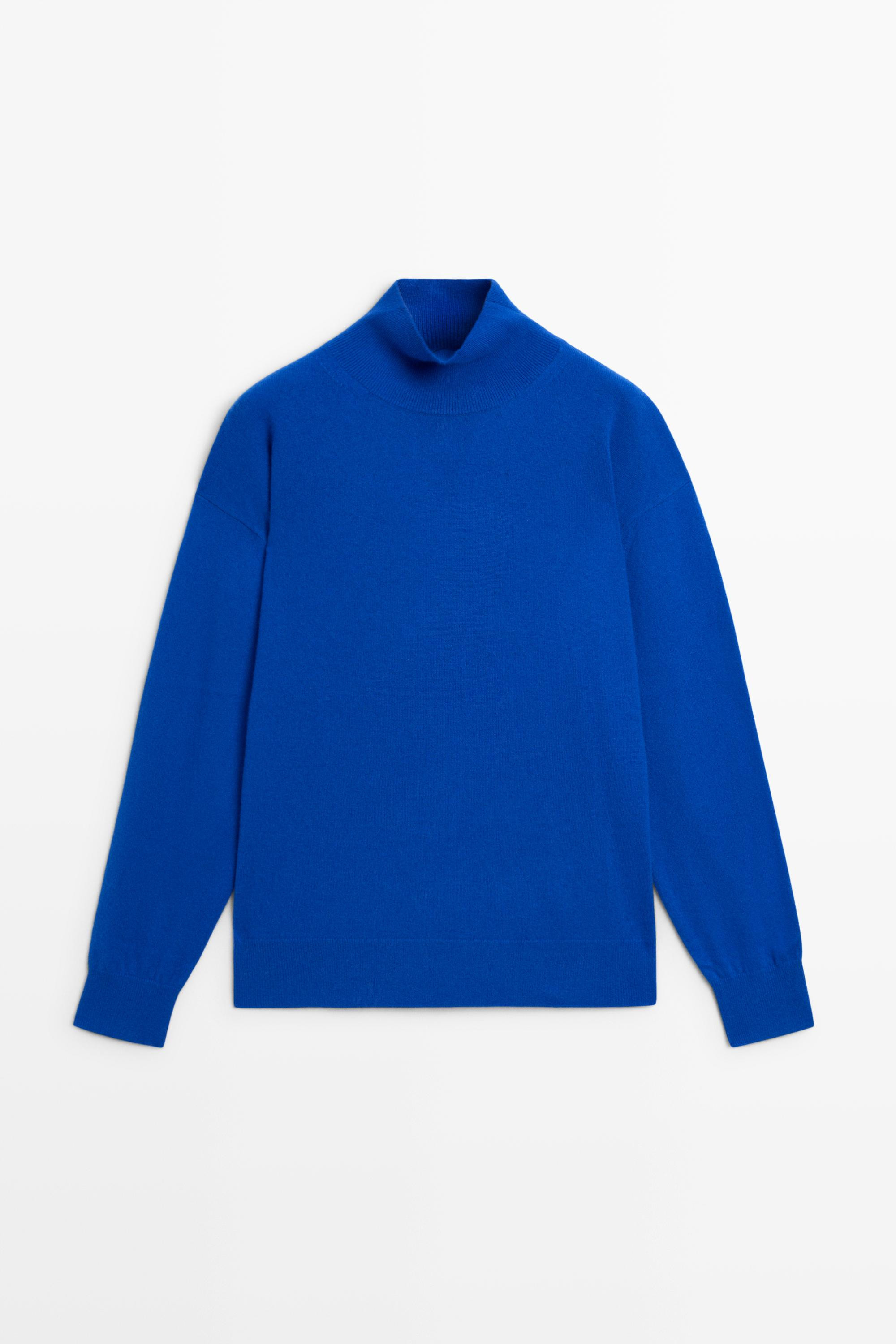 100% cashmere high neck knit sweater | Massimo Dutti US