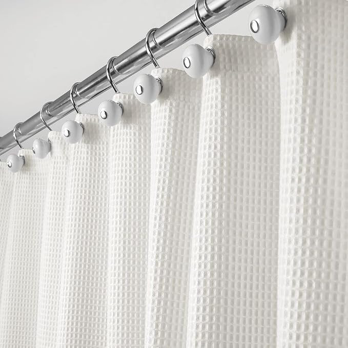 mDesign Fabric Shower Curtain, Hotel Quality Waffle Weave - Metal Grommet Hooks - Heavy Duty for ... | Amazon (US)