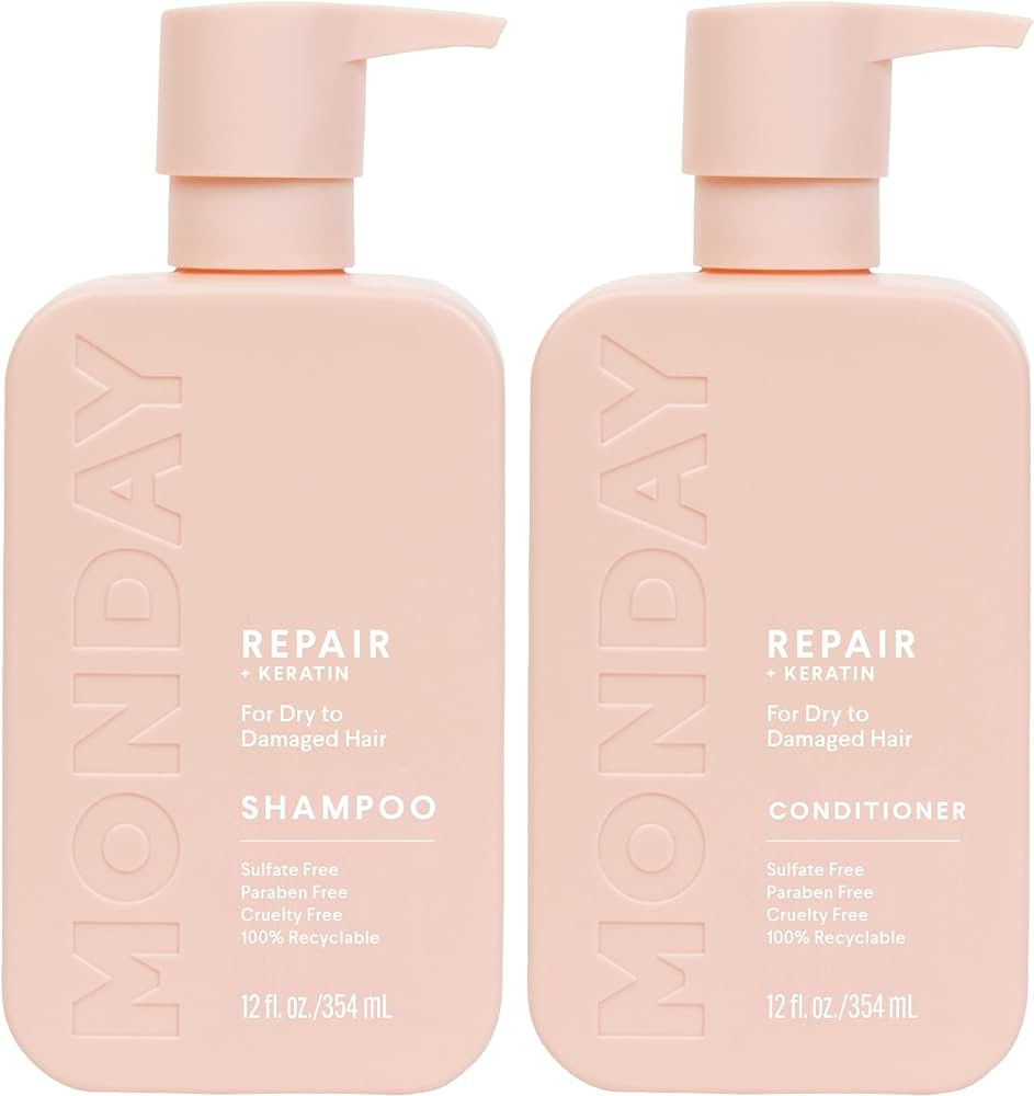 MONDAY HAIRCARE Repair Shampoo and Conditioner Set 12oz for Dry to Damaged Hair, Made with Kerati... | Amazon (US)
