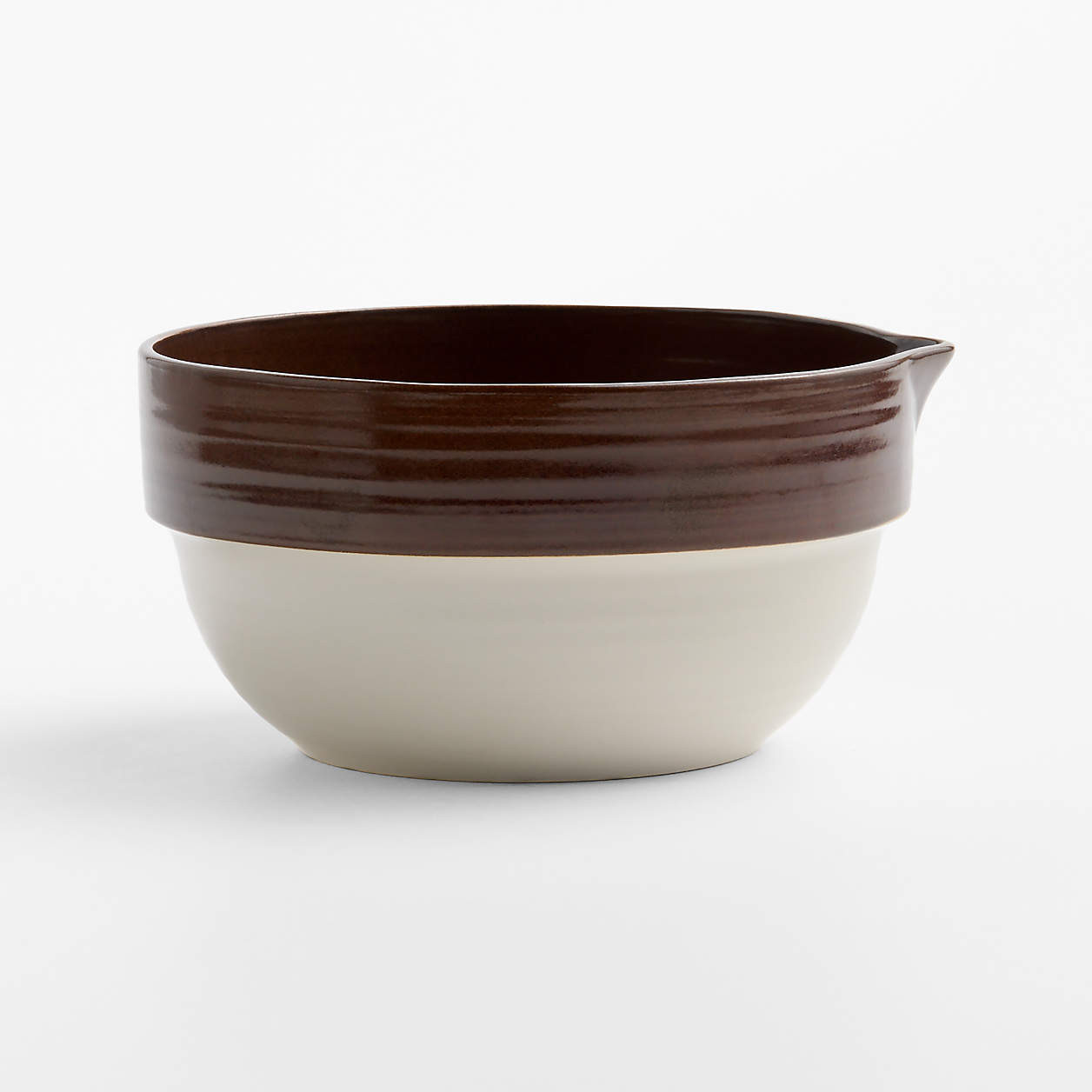 Umber Brown Rimmed Ceramic 5-Qt. Mixing Bowl + Reviews | Crate & Barrel | Crate & Barrel