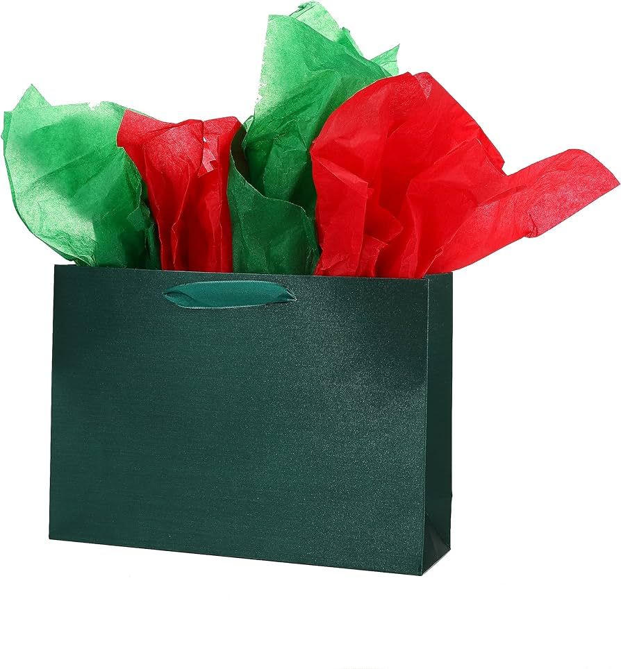 jabberwpacking 13.8" Green Large Premium Gift Bag with Tissue Paper (Silk Paper Bag) for Men Wome... | Amazon (US)