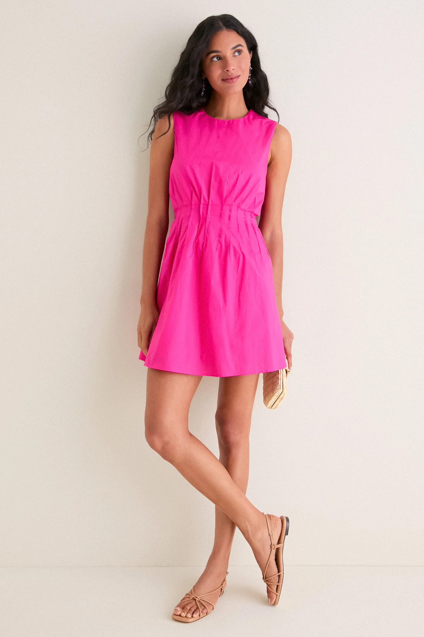 Hot Pink Pintuck Elle Mini Dress | Tuckernuck (US)