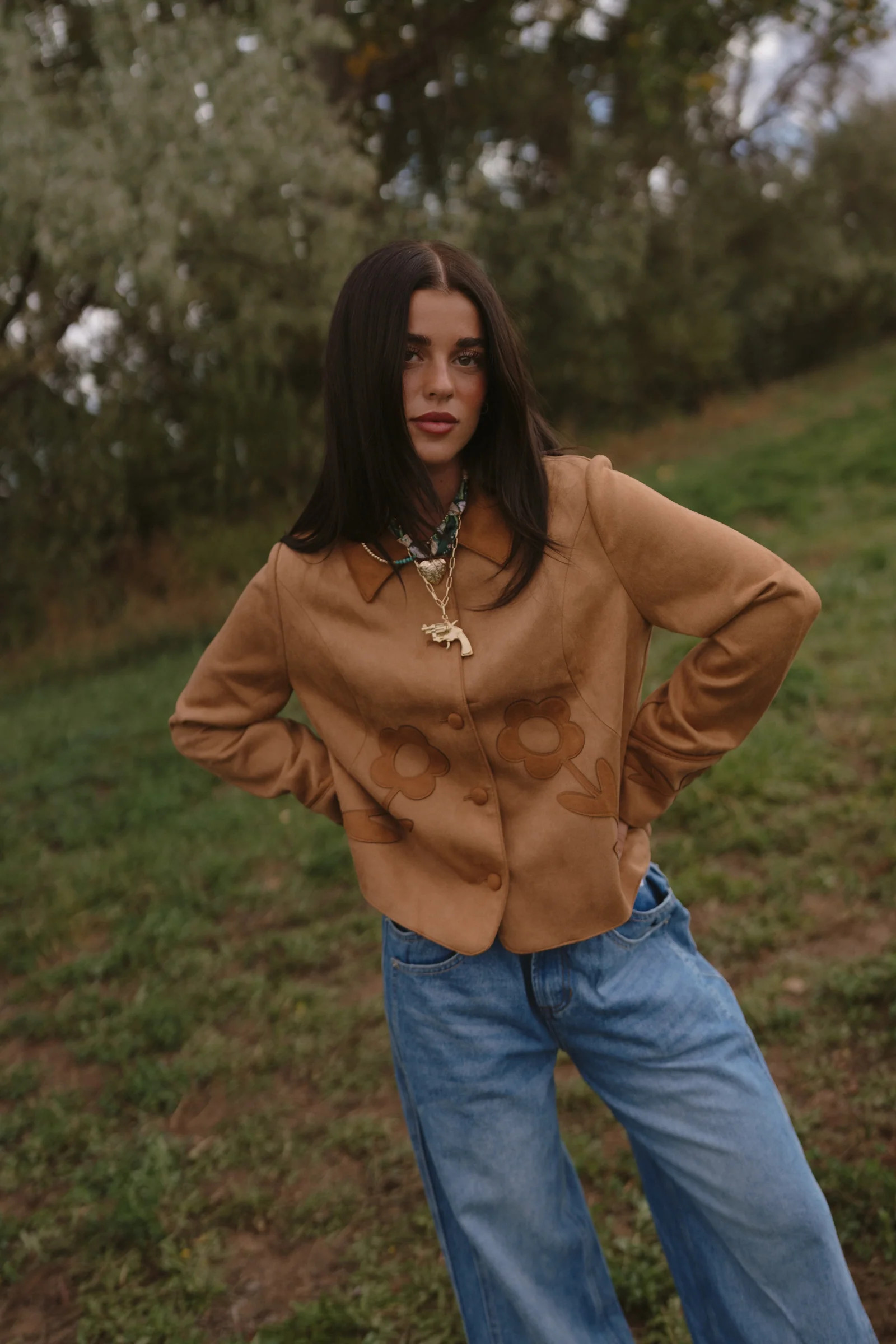 Suede Flowers Jacket | Goldie Lew Jewelry, LLC