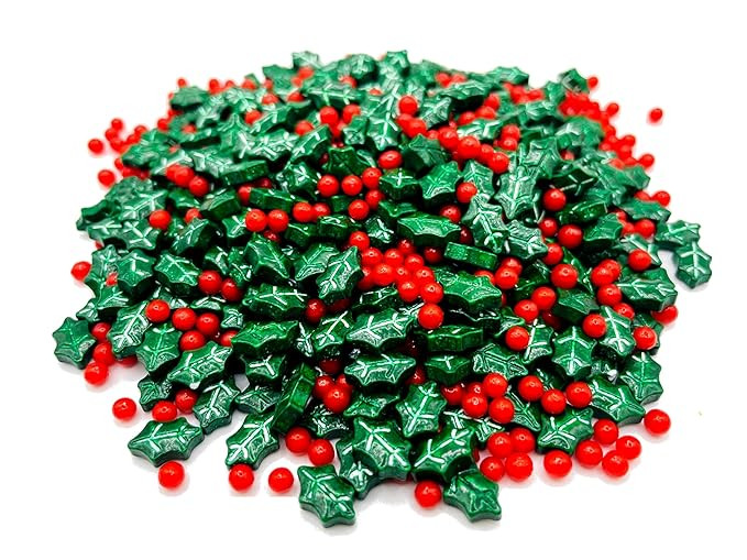 Dextrose Holly Berry Blend Sprinkle Mix - 4 oz Resealable Stand Up Bag - Christmas Themed Red and... | Amazon (US)