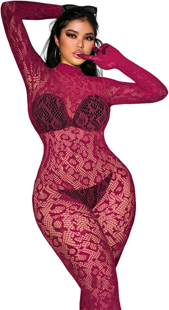 Sexy Lace Leopard Jumpsuit For Women, Fishnet Bodysuit Glow Party Club, Poster One Piece Mesh Ful... | Amazon (US)
