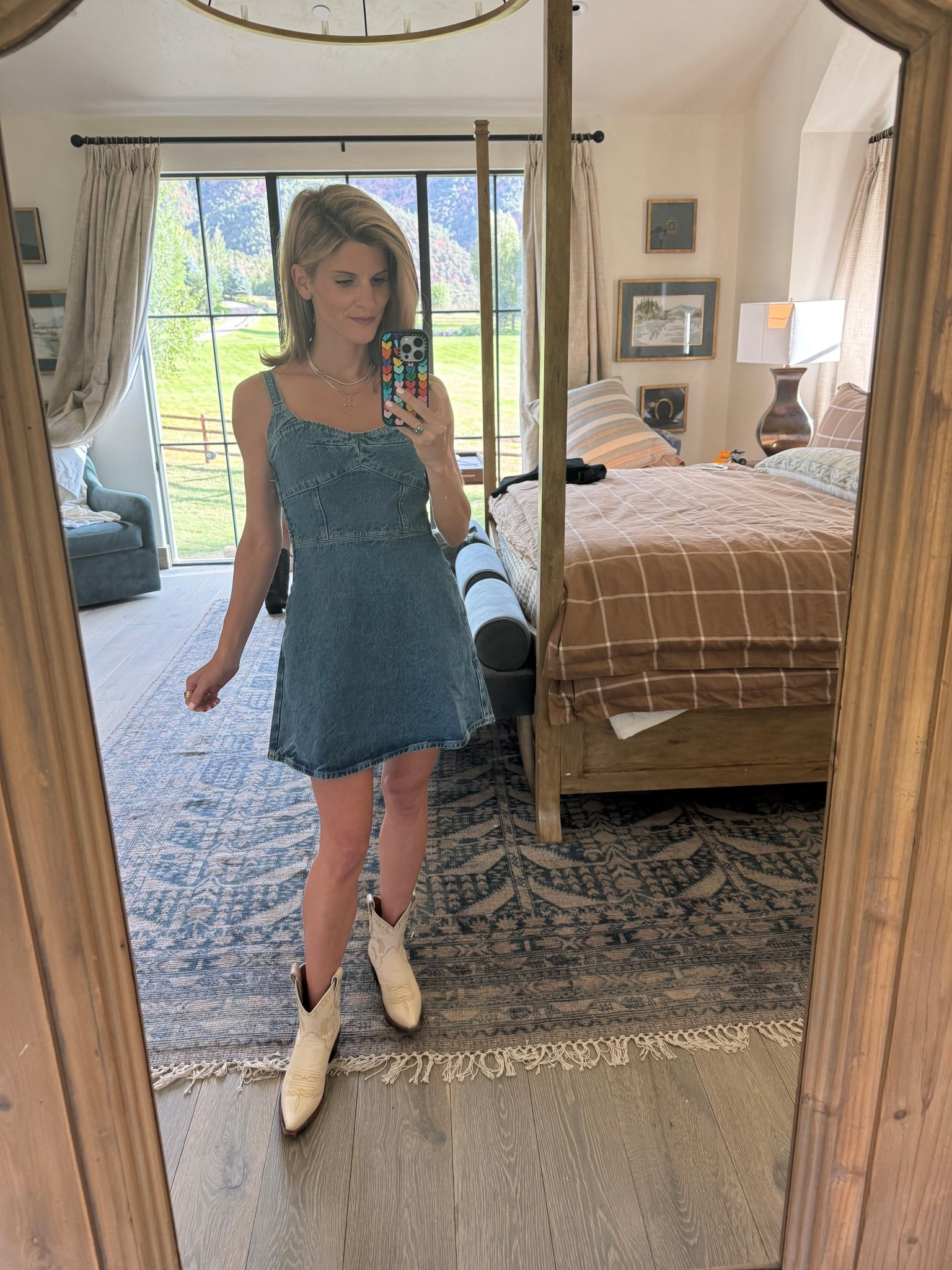 Denim mini dress! Wearing XS! 