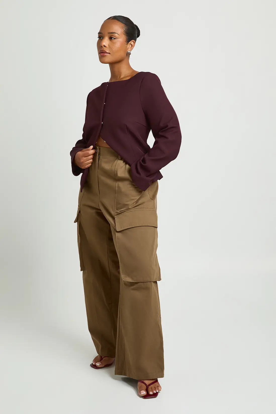 Khaki Plus Twill Elasticated Waist Cargo Trouser | Boohoo | Boohoo.com (UK & IE)