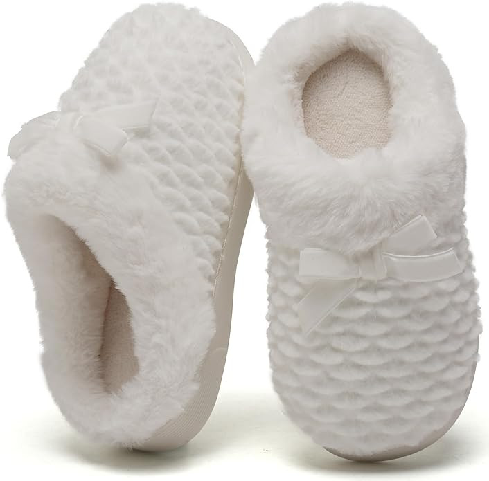 WateLves Girls Slippers Kids Slip On Winter House Shoes Anti-Slip Soft Coral Fleece Slipper for I... | Amazon (US)