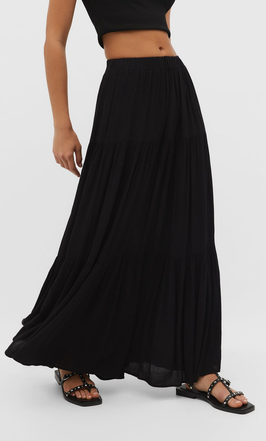 Jupe midi boho - Jupes femme | Stradivarius France | Stradivarius (FR)