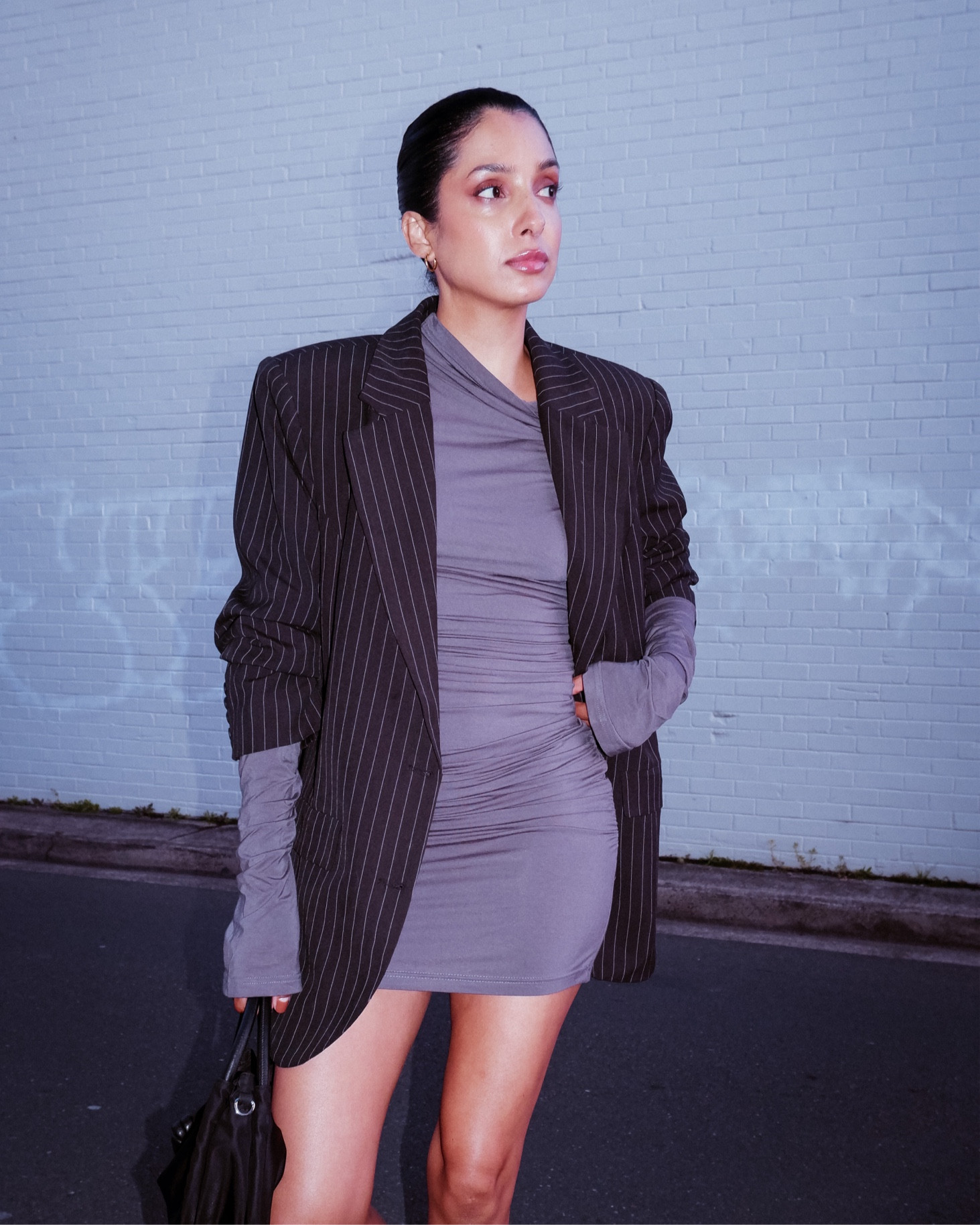 SNDYS long sleeve mini dress, SHOWPO oversized blazer, GANNI bag, ONITSUKA TIGER mexico 66 sneakers casual outfit 

#LTKaustralia #LTKstyletip #LTKitbag