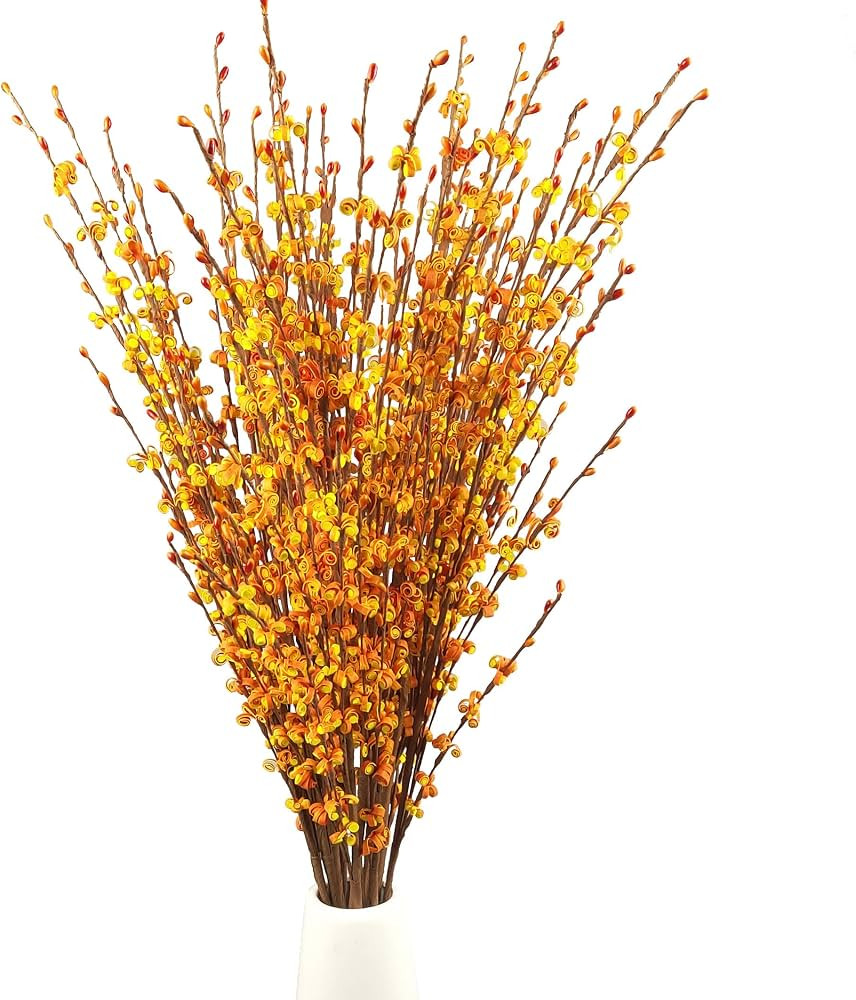 10 Pieces 29.5" Long of Artificial Flowers Faux Jasmine Fake Flower Pussy Willow Branches Stems f... | Amazon (US)