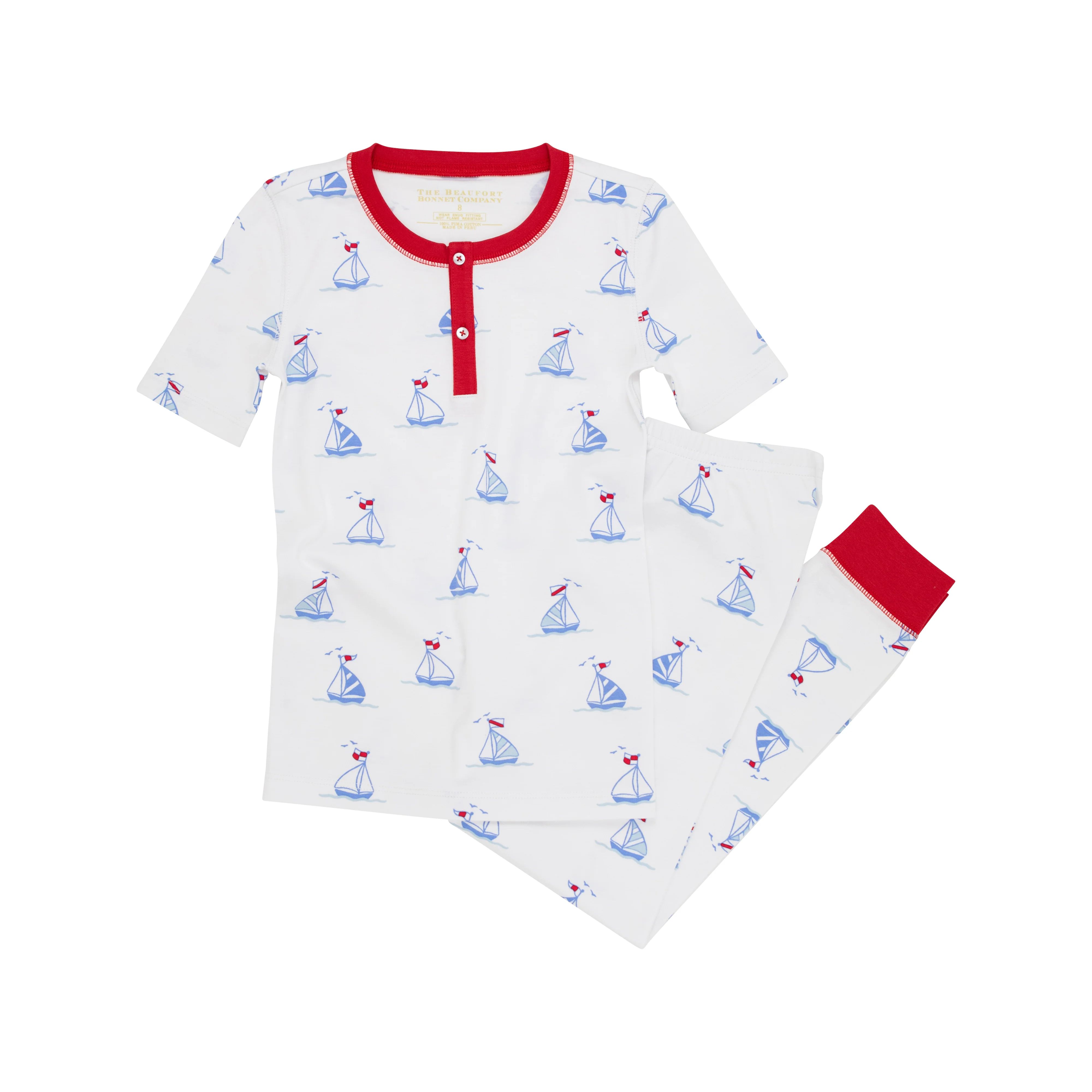 Sutton's Short Sleeve Set (Unisex) - Chesapeake Bay Boats with Richmond Red | The Beaufort Bonnet Company