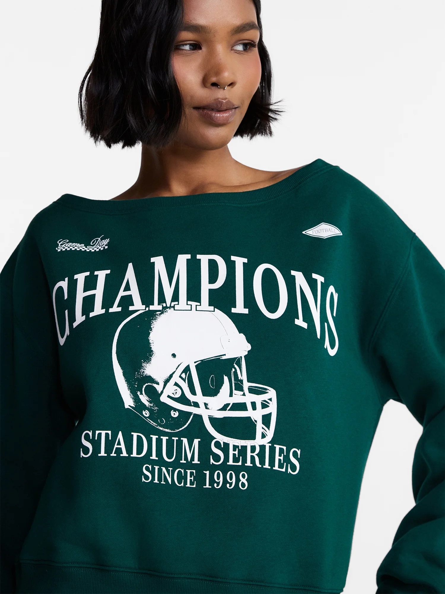 No Boundaries Off the Shoulder Sweatshirt with Long Sleeves, Midweight, Women’s XXS-4X | Walmart (US)