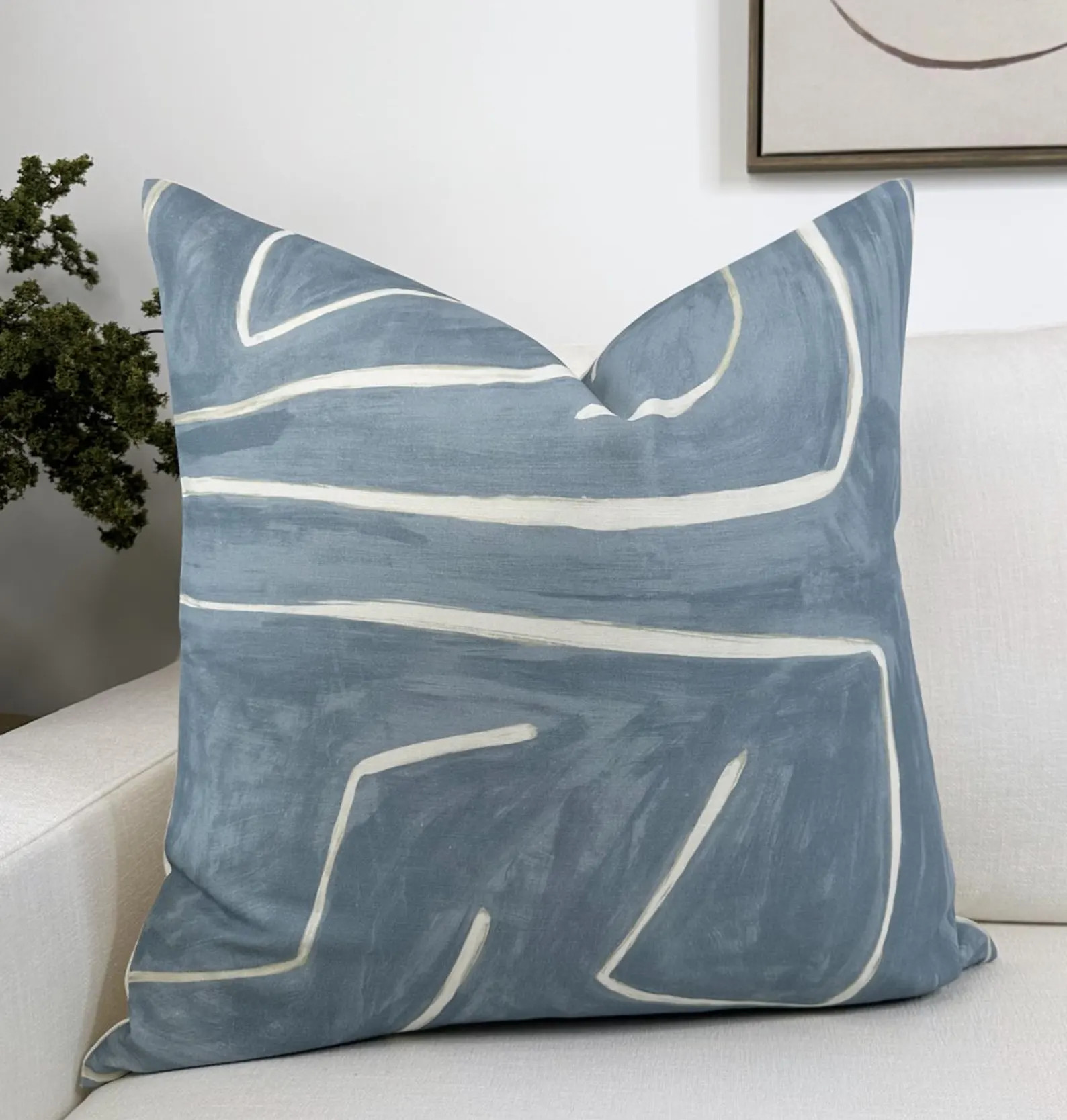 Graffito Pillow Cover in Sky Blue, Designer Decorative Pillows, Kelly Wearstler Textiles | Etsy (Global)