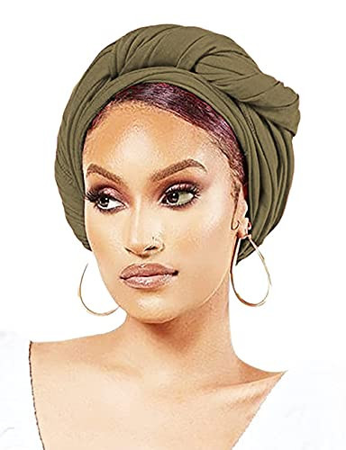 Nonbongoy Head Wraps for Black Women Stretch Turban African Headwraps Scarf Soft Hijab Hair Wraps Jersey Head Scarf for Locs Braids | Amazon (US)