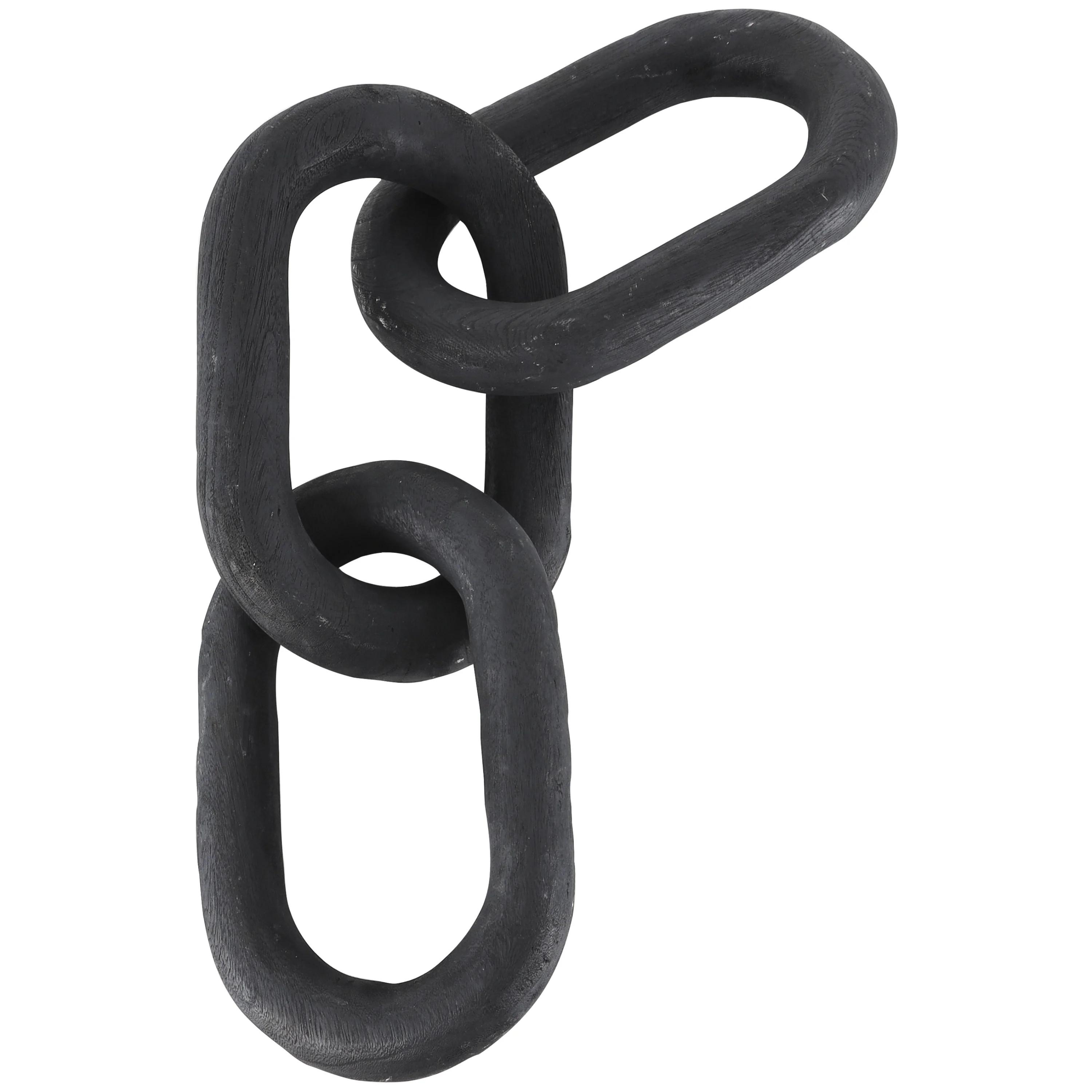 23" x 3" Black Wood Distressed Matte 3 Link Chain Sculpture, by DecMode | Walmart (US)