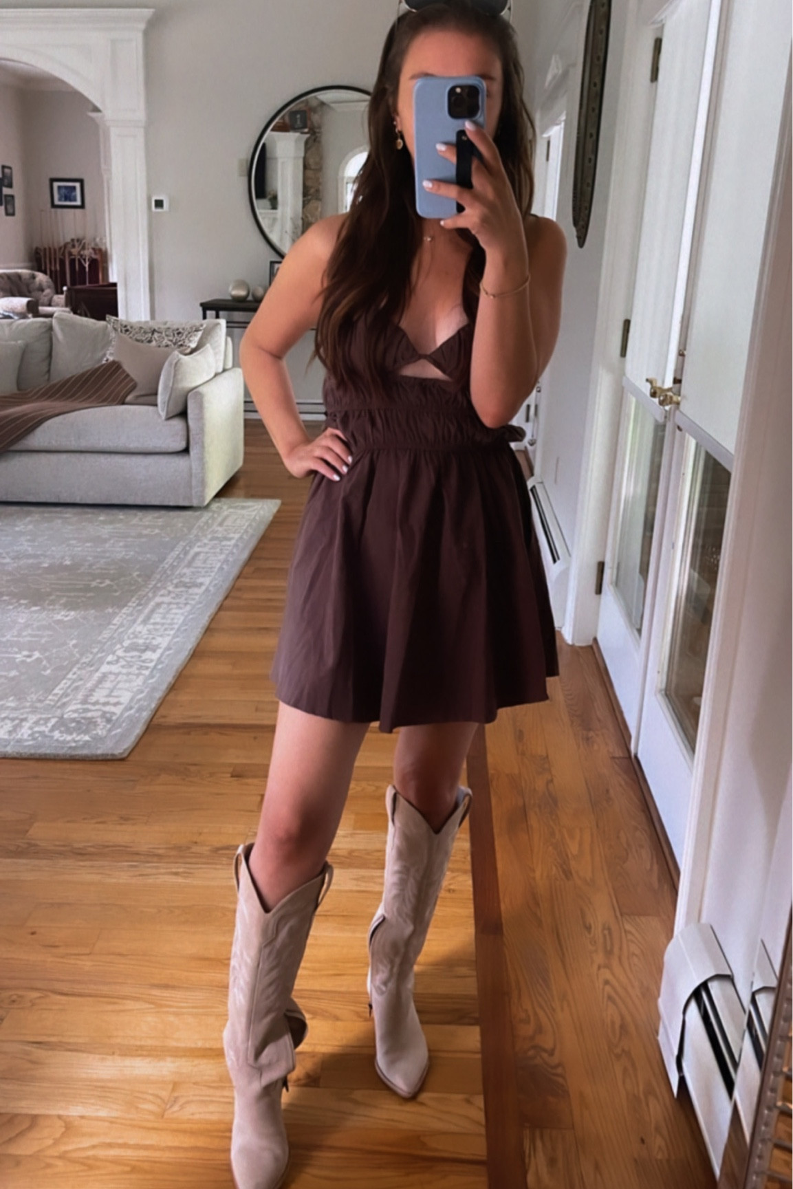 white christmas dresses Haylie Brown Polka Dot Off Shoulder Mini Dress - 10 main image 1