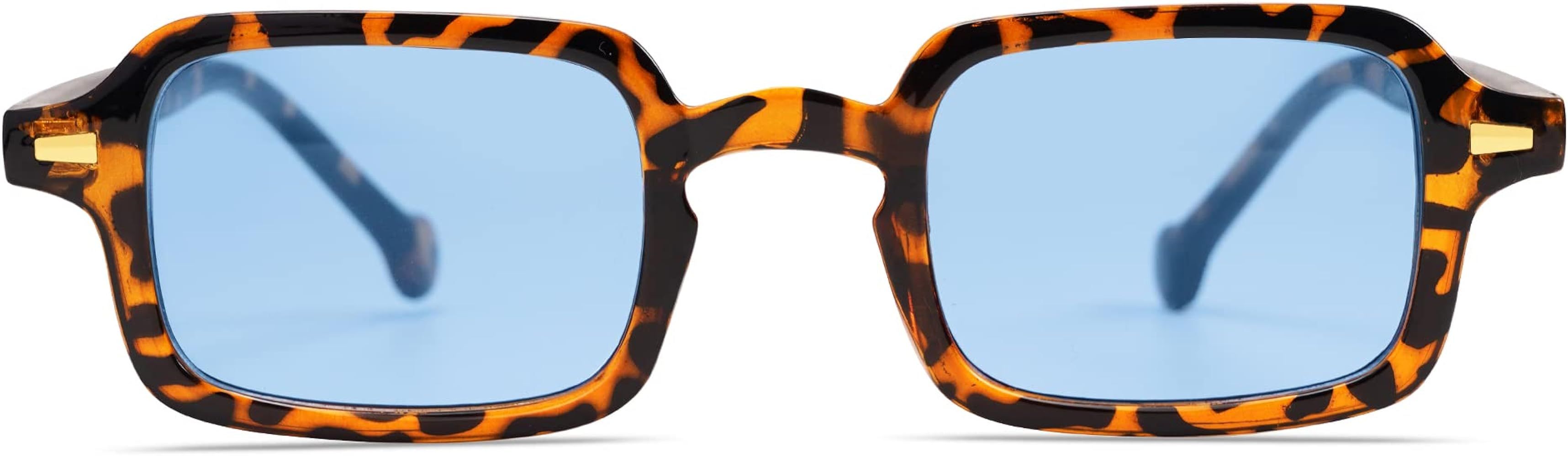 VANLINKER Retro Small Rectangle Sunglasses for Women Men Trendy Square Vintage Shades VL9749 | Amazon (US)