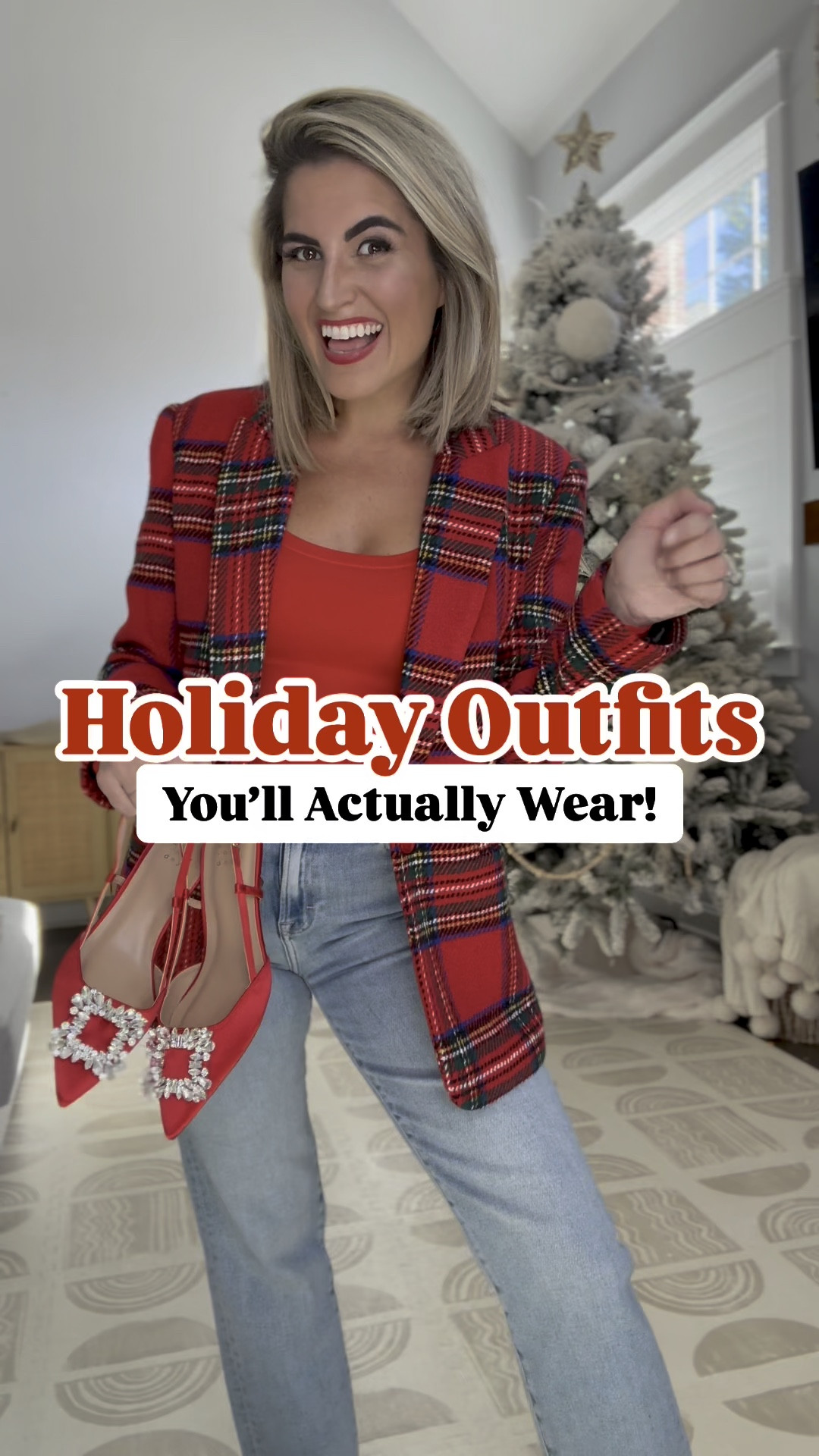 HOLIDAY OUTFIT BESTSELLERS❤️🎄
$22 Jeans👖, $23 Blazer, the softest layering tops you NEED on sale! No codes needed!
🎄plus I linked a TON of other Holiday outfit Bestsellers I have a d LOVE all of these  
✨SIZING✨I’m 5’2” 125lbs in size small tops and dresses and 4/26/small bottoms & jeans!
.
Holiday outfit, cyber week, Amazon cyber deals, Black Friday Amazon Black Friday deals, tartan, tartan skirt, tartan blazer, red plaid blazer, sequin bow top, bow top
Christmas party, holiday party outfit, sequin pants, sequin joggers, Christmas sweater, red plaid blazer, Christmas blazer, tartan blazer, Chris’s shoes, red shoes, rhinestone bow shoes, bow shoes, red Christmas shoes, Amazon Christmas outfit, Vici, Amazon Christmas, sequin turtleneck, silver sequin top, sequin top, jeans, denim, #LTKfindsunder50 #LTKCyberWeek 

#LTKSaleAlert #LTKFindsUnder50 #LTKHoliday
