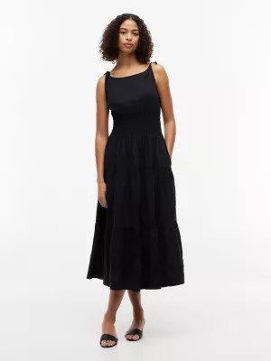 Gesmoktes Midikleid mit Tr\u00e4gern zum Binden | Tommy Hilfiger (DE)