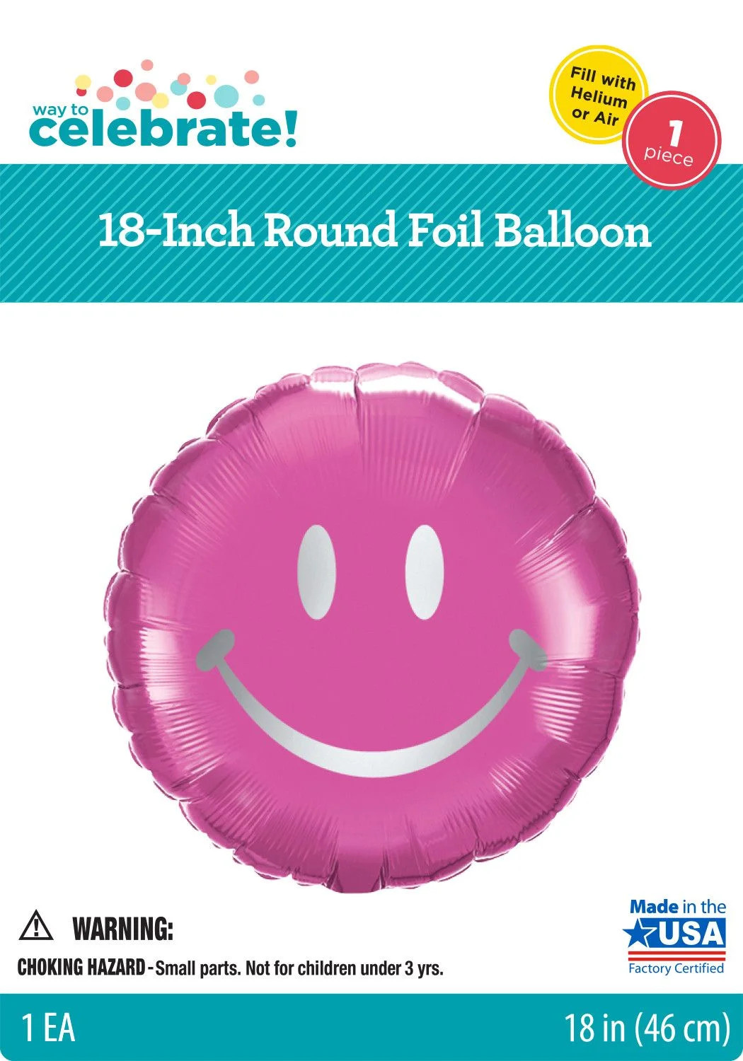 Way to Celebrate 18" Pink Smile Face | Walmart (US)