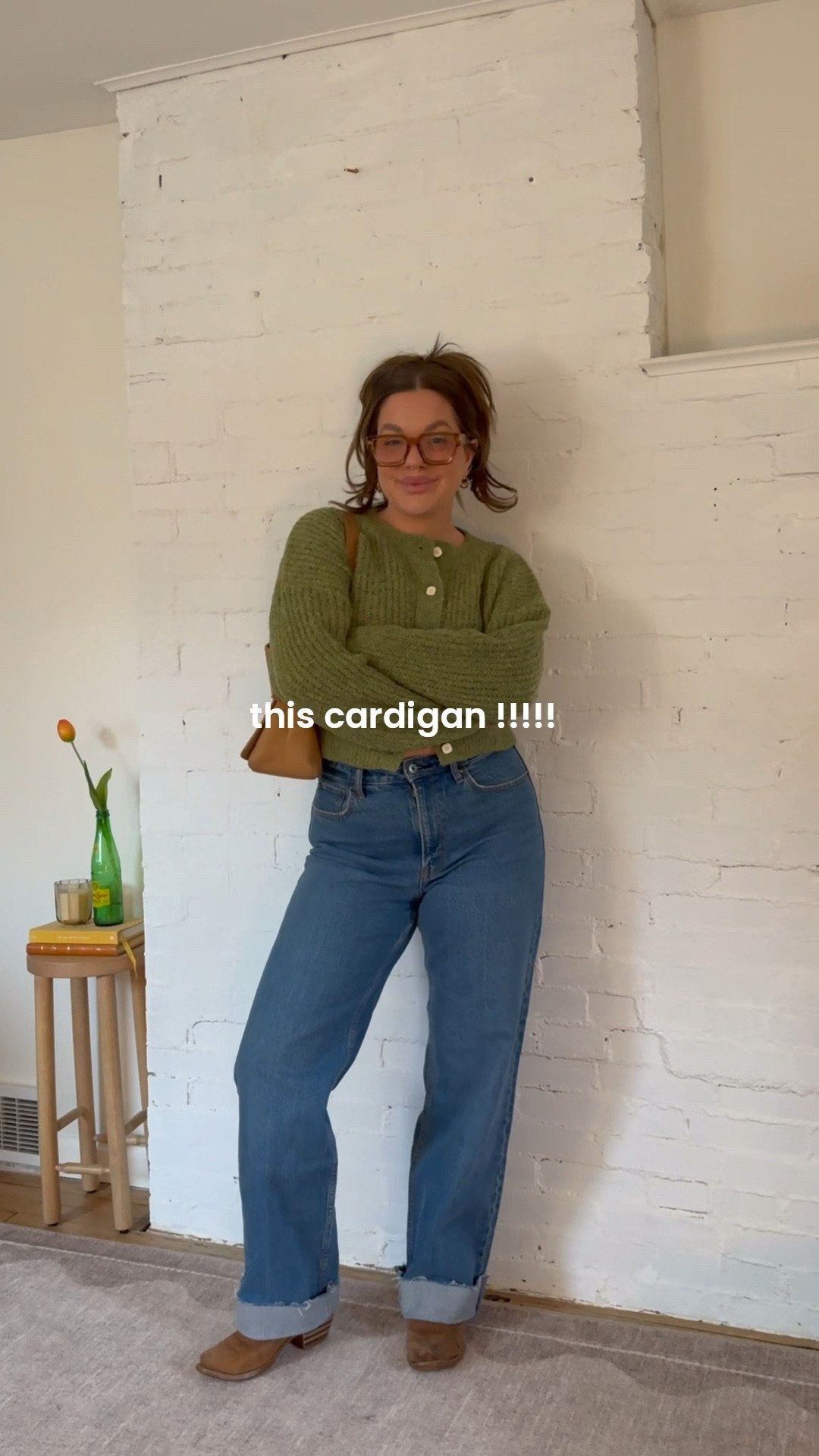 wearing a medium in the cardigan !! use code BFS2025 for 20% off cider!! 
wearing my TTS 29 in the a+f jeans ◡̈ !!! 

coach bag is vintage but i linked some cute alternative options !!! 

#LTKCyberWeek #LTKFindsUnder50 #LTKSaleAlert