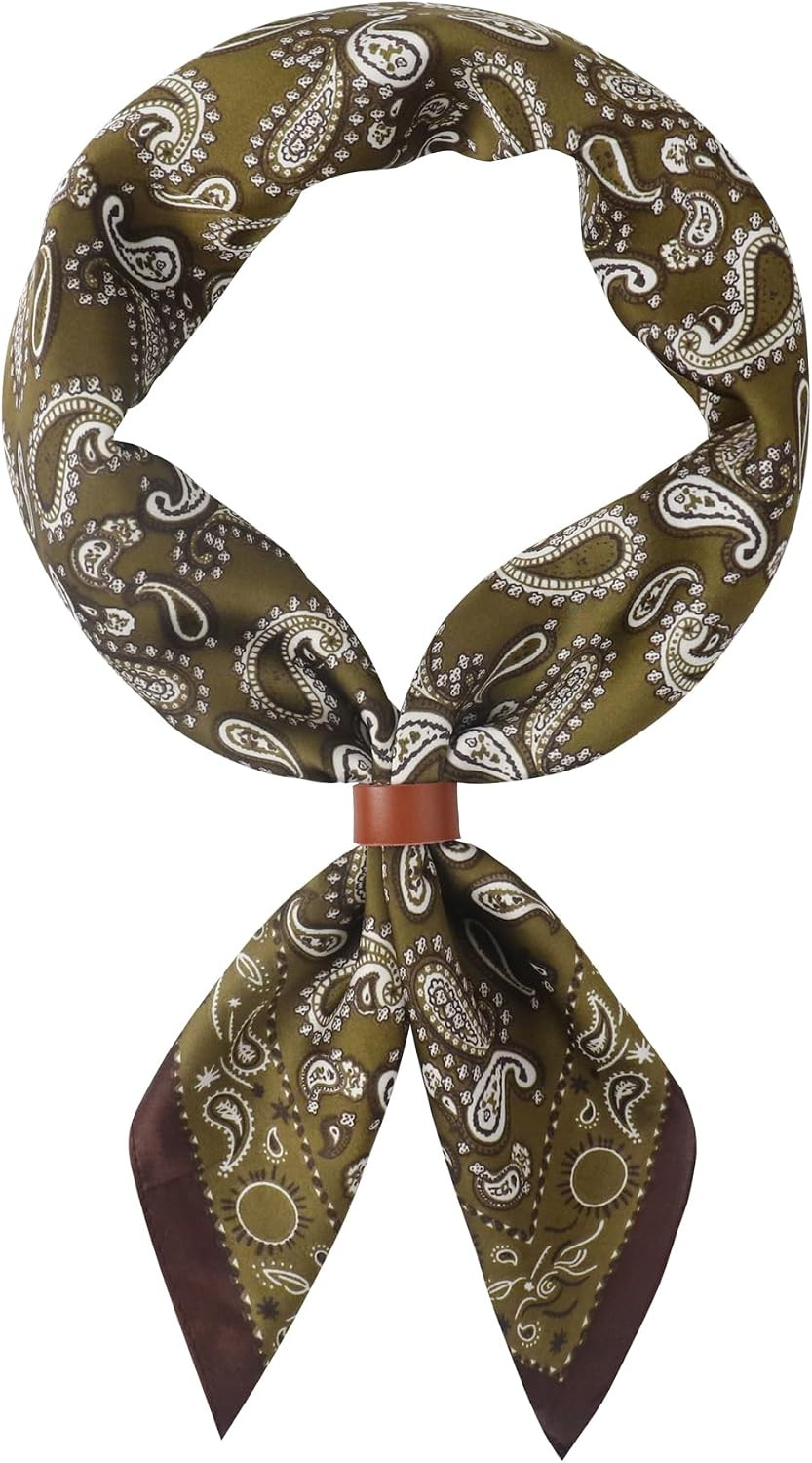 27.5 Inches Square Silk Feeling Neck Scarf for Men Necktie Silk Bandanas Pocket Square Cowboy Scarves | Amazon (US)