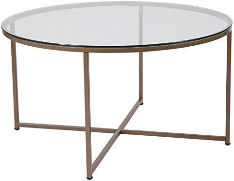 Flash Furniture Greenwich Collection Glass Coffee Table with Matte Gold Frame | Amazon (US)