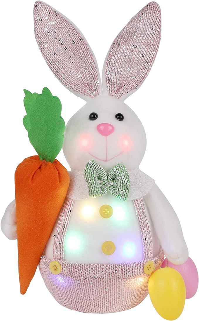 Sancodee Easter Decorations Lighted Bunny, 14" Bunny with Easter Eggs & Carrots, Table Figurine R... | Amazon (US)