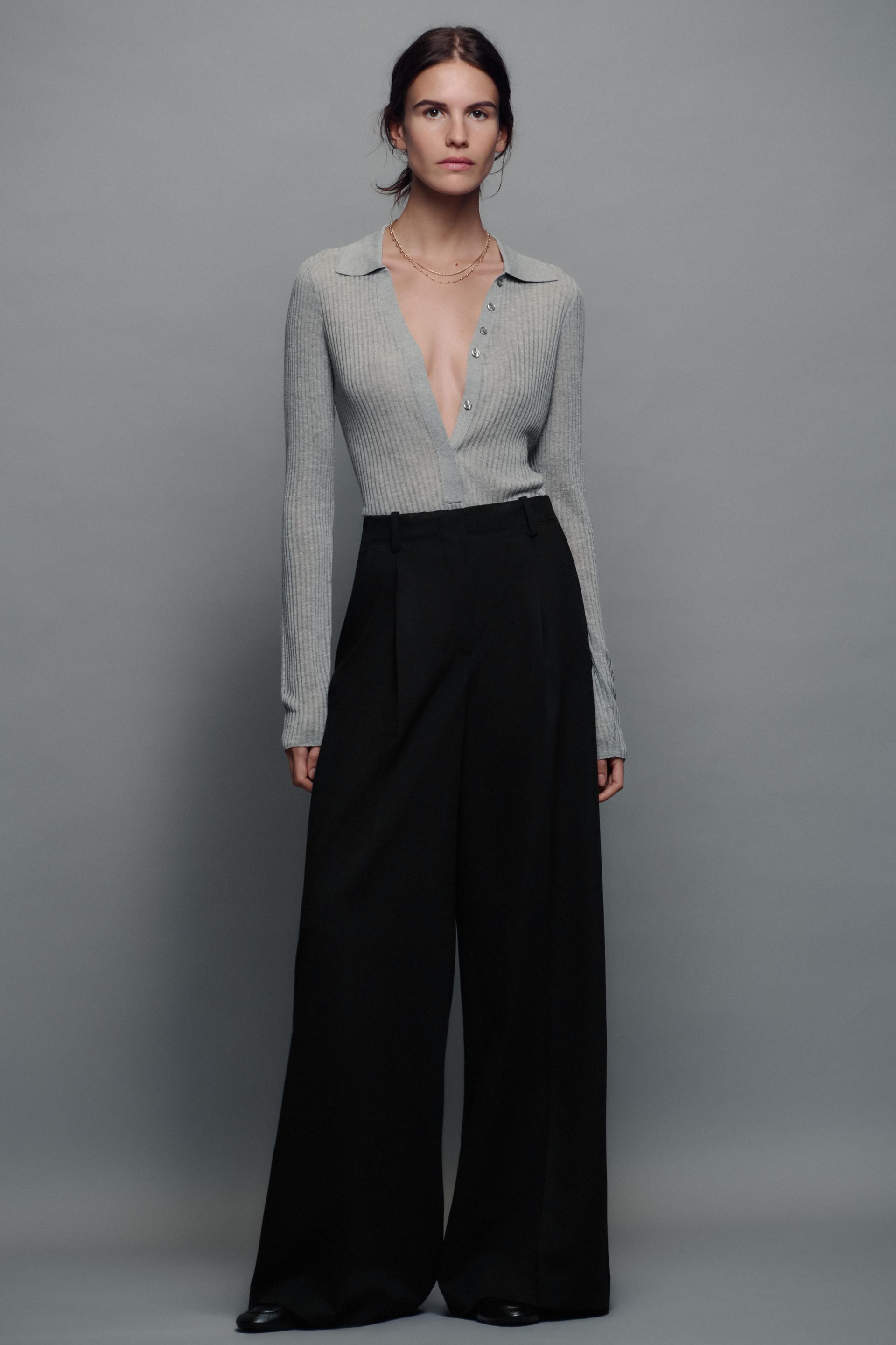 Zara - Zw Collection Pleated Pants - Black - Xs - Woman | Zara US