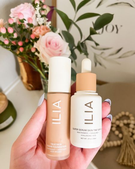 Two of my favorite Ilia products 
I love the Super Serum Skin Tint for light coverage with 40 spf - I am in shade Bom Bom
And the True Skin Serum Foundation is a gorgeous medium coverage foundation - I’m in shade Bowen

#LTKbeauty